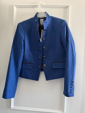 Tristan Royal Blue Military-Style Cropped Blazer Sz S NWT